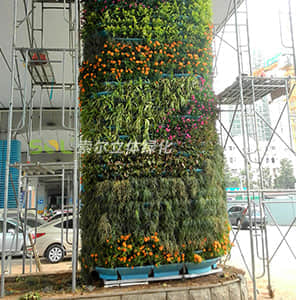 落地包式橋墩綠化-方形柱